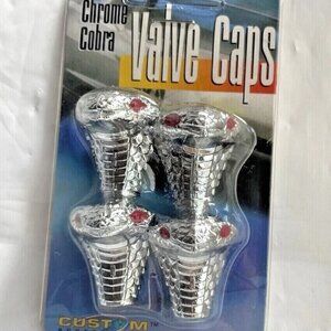 4 Red Eyed Cobra Valve Stem Caps Rods, Bikes, etc.